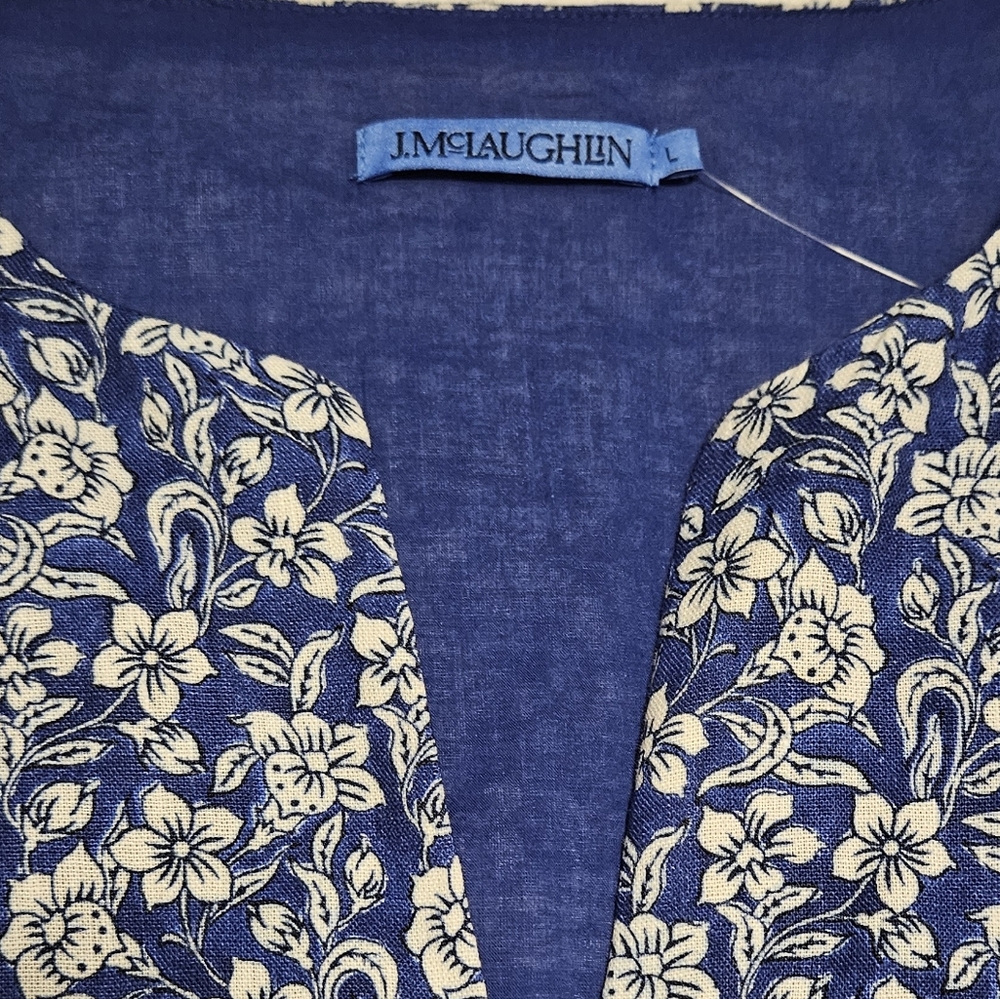 NWT J. McLaughlin Linen Rue Dress: Sleeveless: Color- Navy Blue: Size- Large - Picture 7 of 12